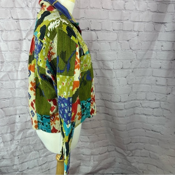 Chico's patchwork boho western jacket sz 2 (large 12) 100% cotton - Picture 2 of 8